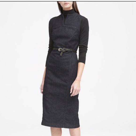 Banana Republic Dresses & Skirts - Banana Republic Slit Neck Denim Sheath Dress